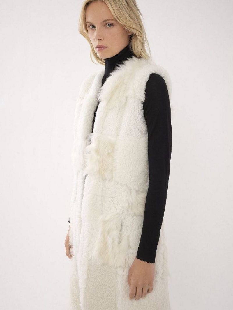 White Chloe Long Gilet Jackets | CHE-SR13825