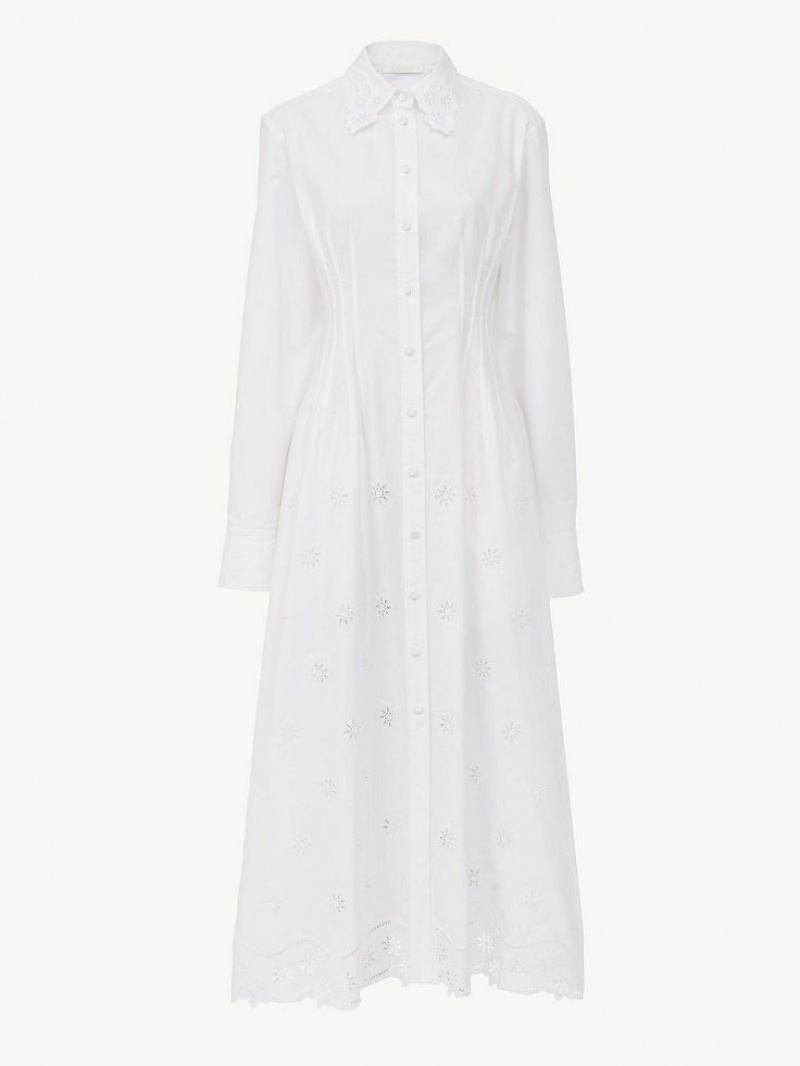 White Chloe Long Shirt Dresses | CHE-SR13831