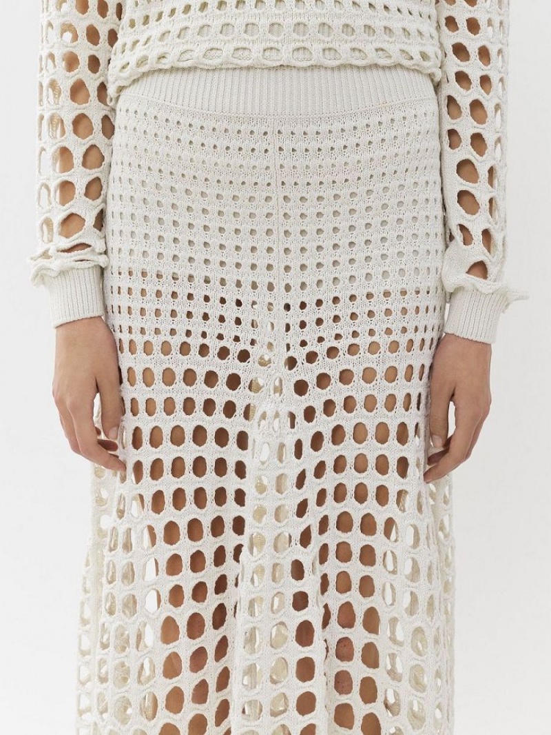 White Chloe Maxi Flared Knitwear | CHE-SR13930