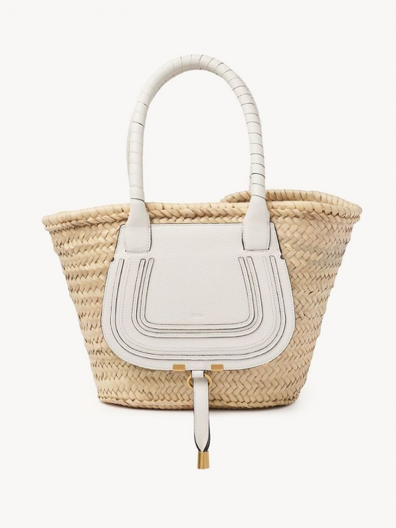 White Chloe Medium Marcie Basket Tote Bags | CHE-SR13291