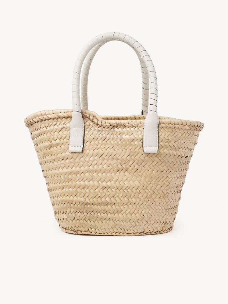 White Chloe Medium Marcie Basket Tote Bags | CHE-SR13291