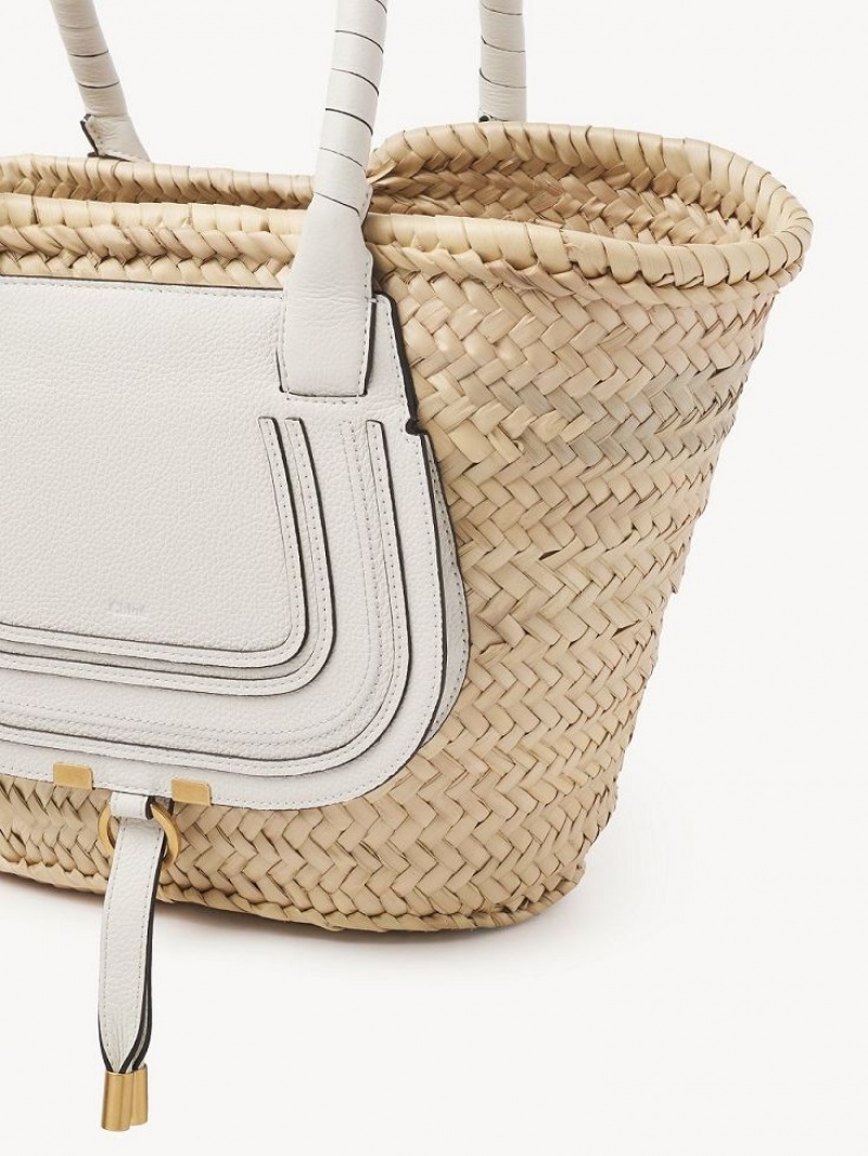 White Chloe Medium Marcie Basket Tote Bags | CHE-SR13291