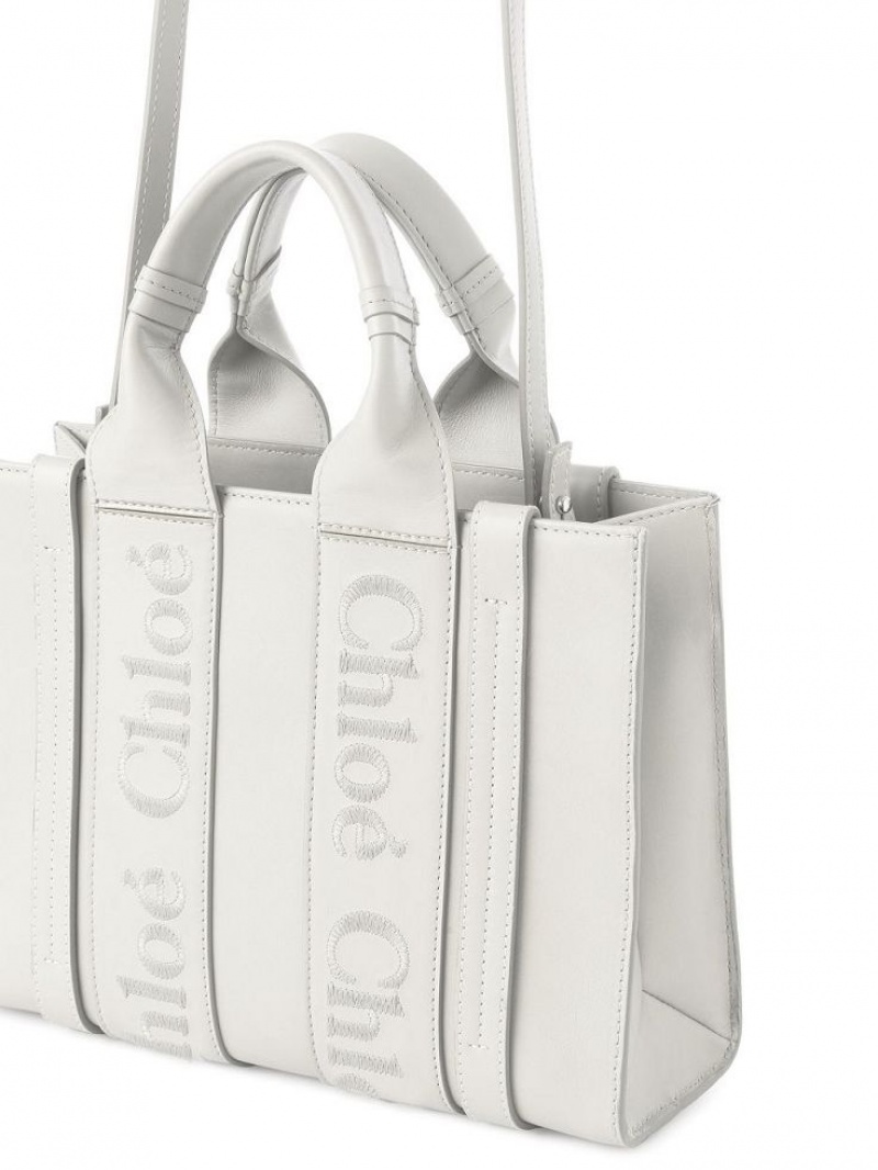 White Chloe Small Woody Tote Bags | CHE-SR13324