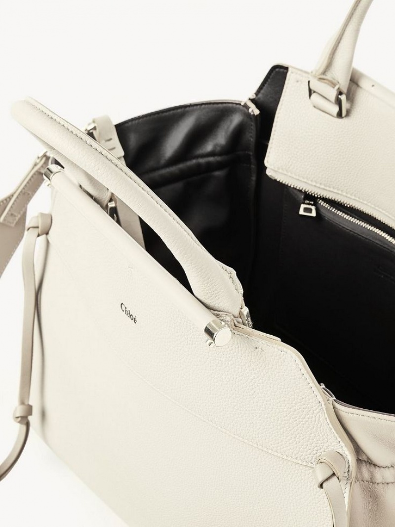 White Chloe Steph Medium Double Carry Tote Bags | CHE-SR13371