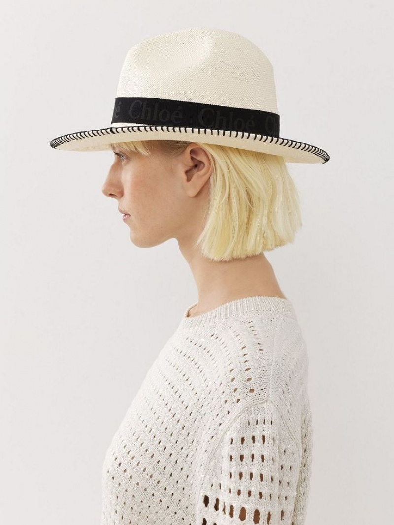 White Chloe Woody Panama Hats | CHE-SR14498