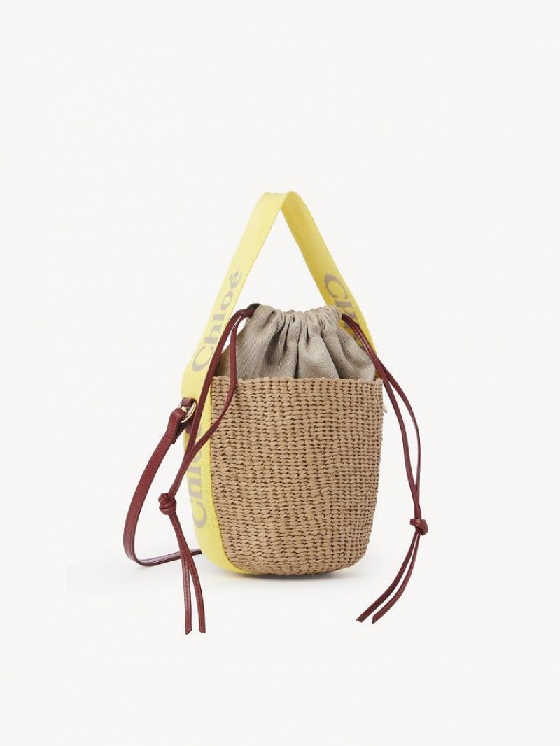 YELLOW - BEIGE 1 Chloe Small Woody Basket Crossbody Bags | CHE-SR13565